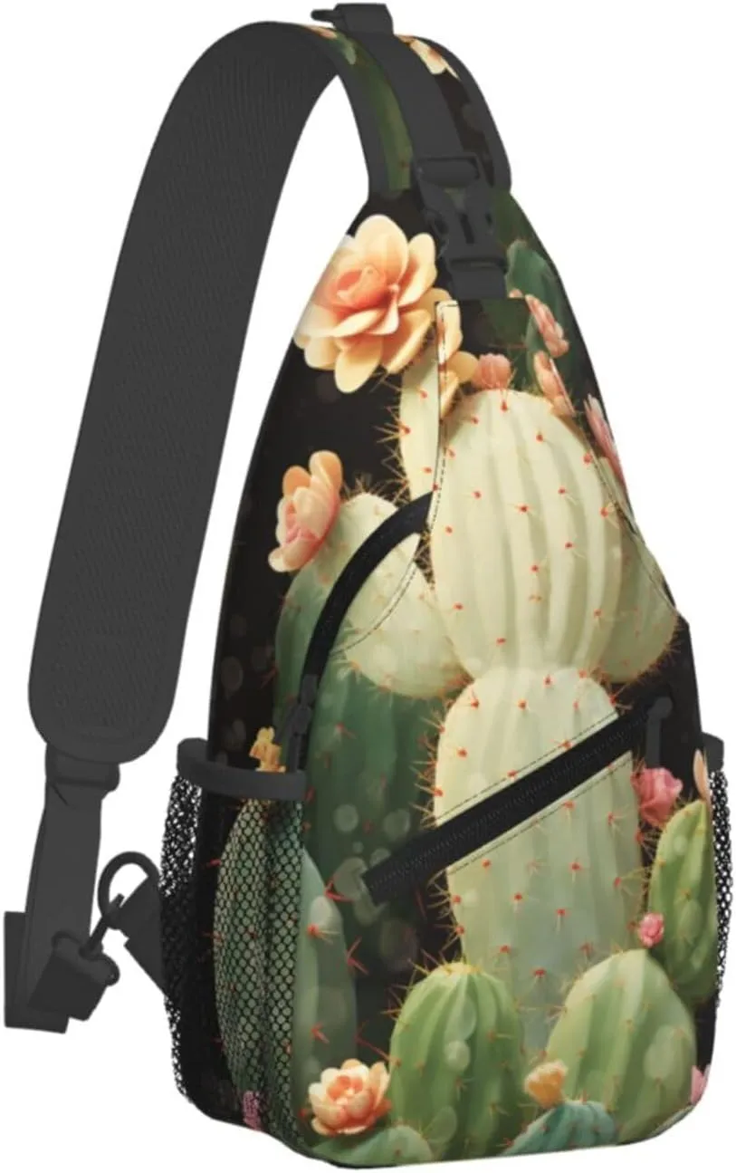 Cute Cactus Sling Bag Backpack For Men Cross Chest Bag Crossbody Shoulder Bag Travel Hiking Daypack