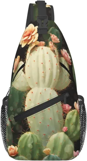 Cute Cactus Sling Bag Backpack For Men Cross Chest Bag Crossbody Shoulder Bag Travel Hiking Daypack