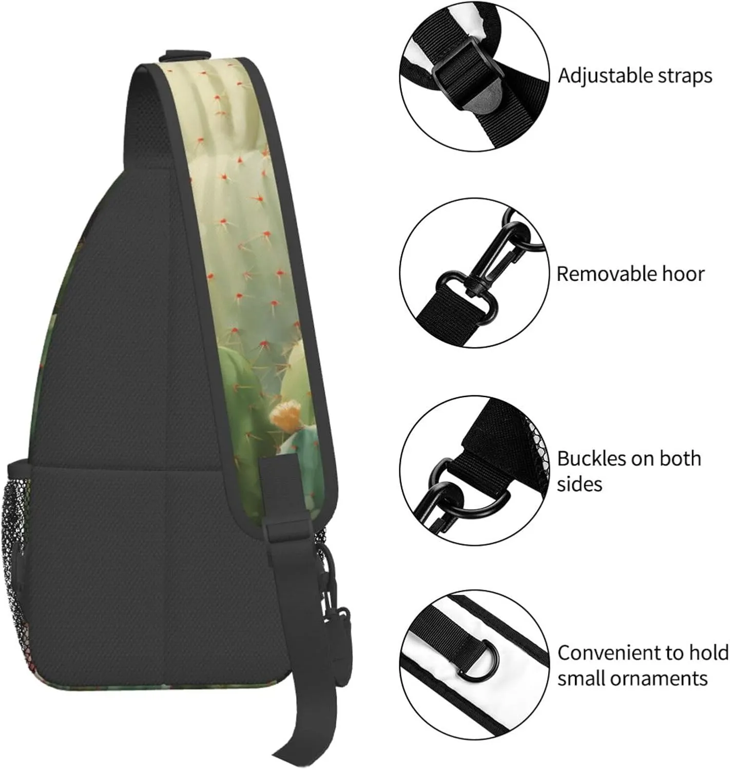 Cute Cactus Sling Bag Backpack For Men Cross Chest Bag Crossbody Shoulder Bag Travel Hiking Daypack