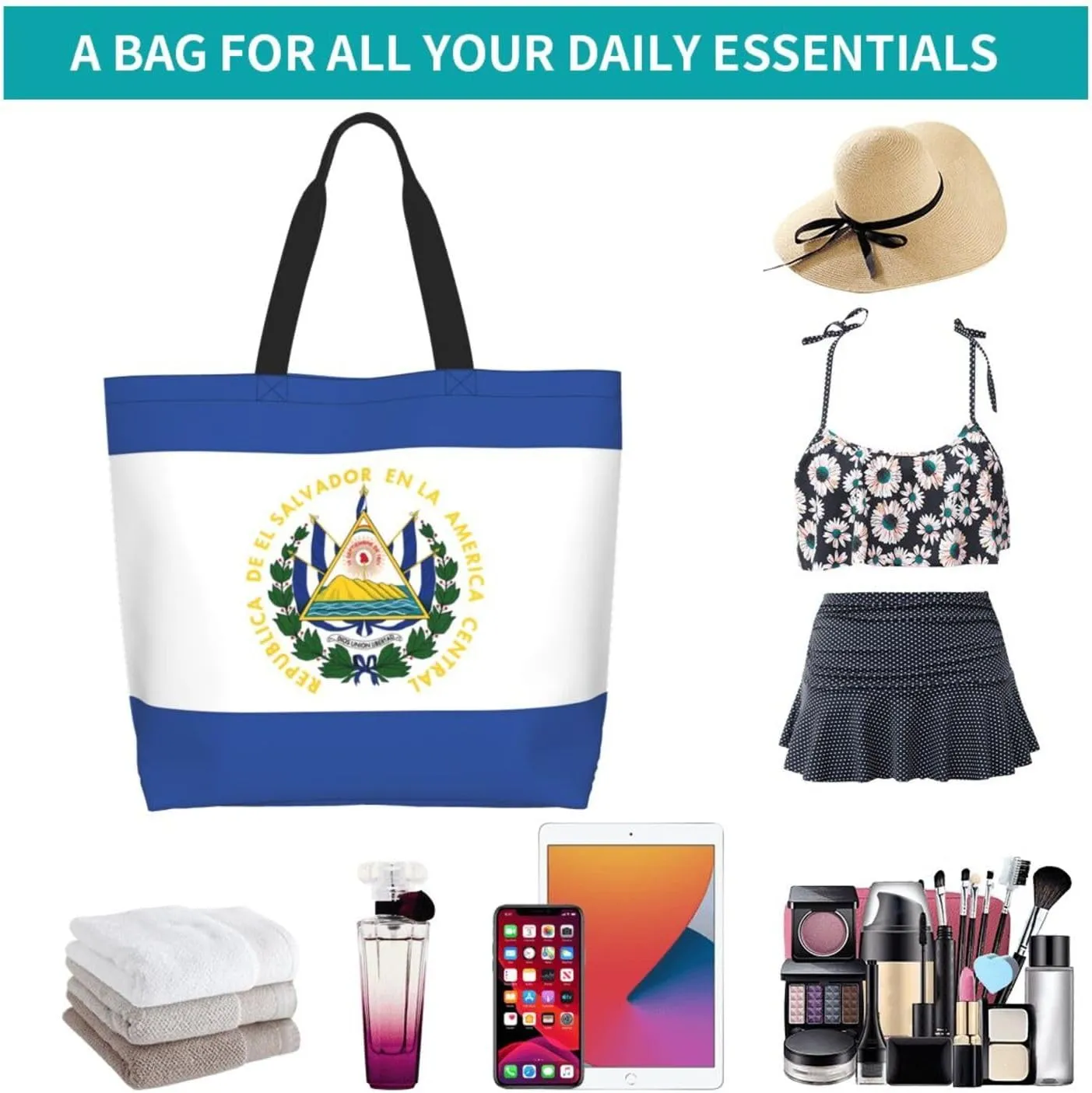 Cute Flag Tote Bag For Women Men Gifts Large Reusable Shopping Bags for Beach, Travel,Gym,Yoga