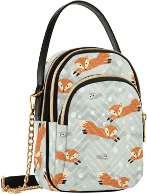 Cute Fox Dots Crossbody Bags for Women Small Sling Cross Body Bag Fanny Pack Phone Mini Wallet Purse