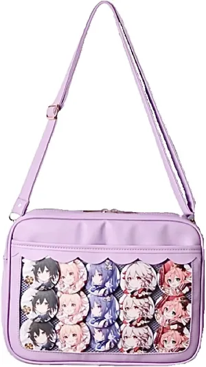 Cute Ita Bag Multi-Purpose Crossbody Bag Messenger Bag Shoulder Tote Bag Purse Kawaii Anime Pin Display Bag for Cosplay