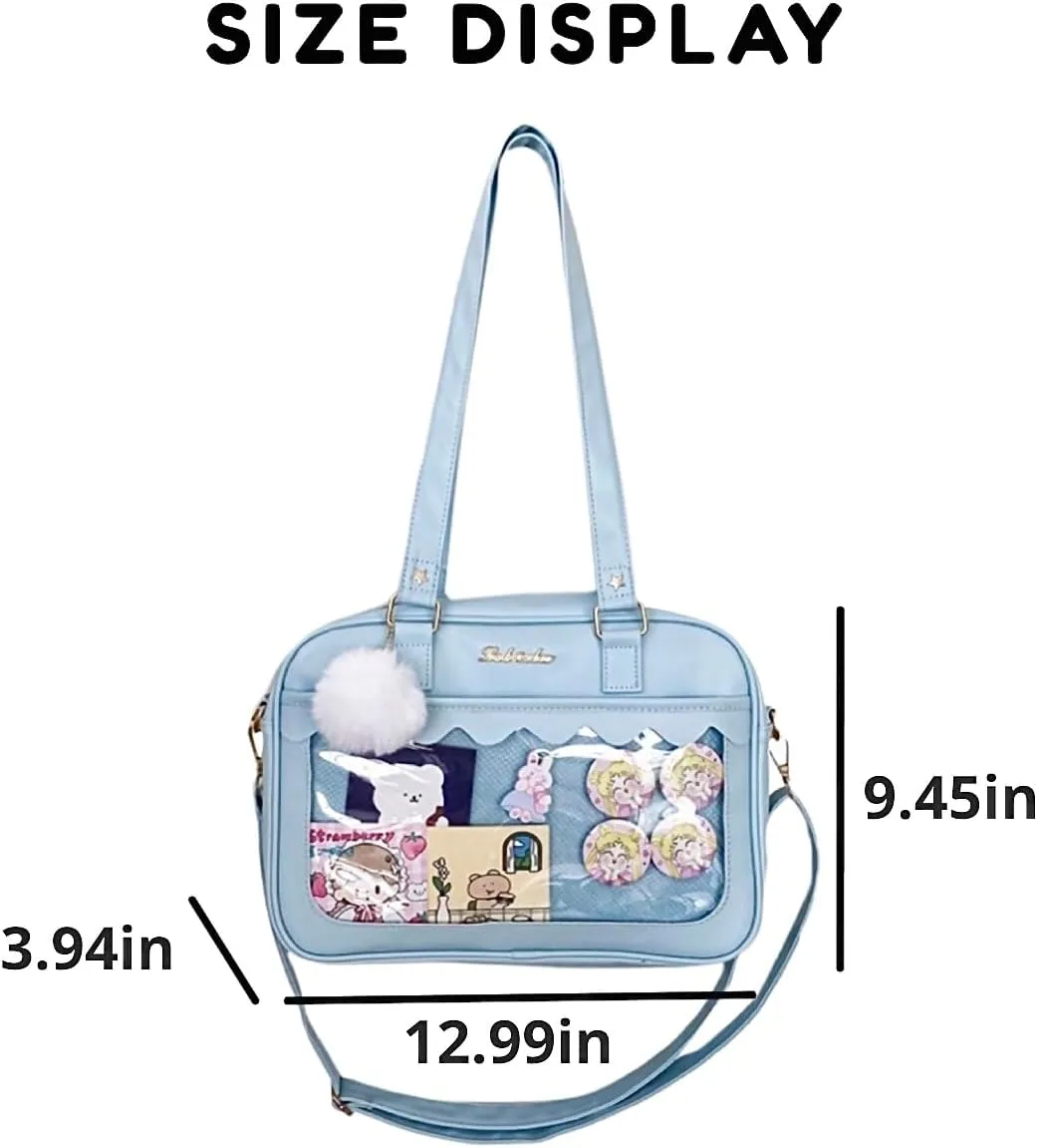 Cute Ita Bag Multi-Purpose Crossbody Bag Messenger Bag Shoulder Tote Bag Purse Kawaii Anime Pin Display Bag for Cosplay