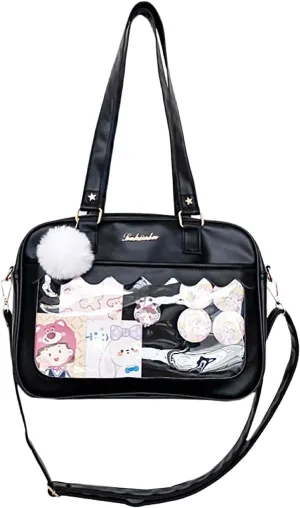 Cute Ita Bag Multi-Purpose Crossbody Bag Messenger Bag Shoulder Tote Bag Purse Kawaii Anime Pin Display Bag for Cosplay