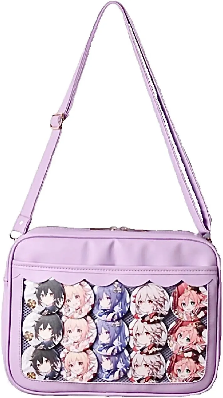 Cute Ita Bag Multi-Purpose Crossbody Bag Messenger Bag Shoulder Tote Bag Purse Kawaii Anime Pin Display Bag for Cosplay