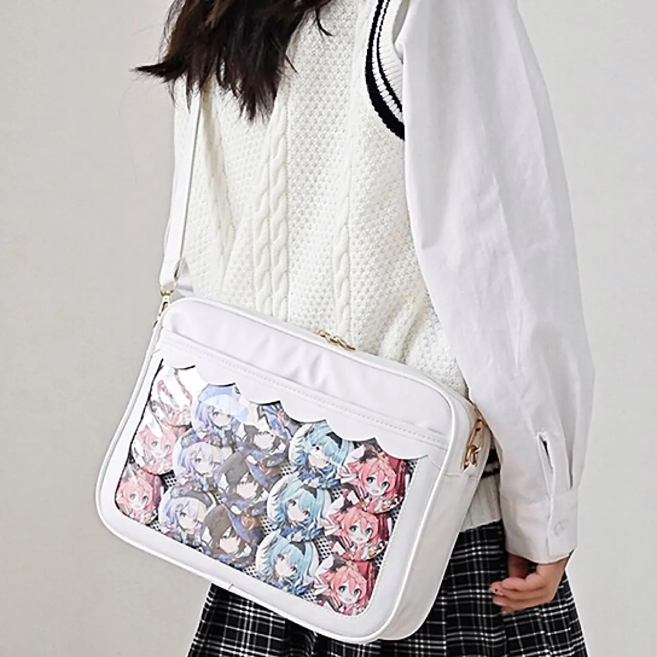 Cute Ita Bag Multi-Purpose Crossbody Bag Messenger Bag Shoulder Tote Bag Purse Kawaii Anime Pin Display Bag for Cosplay