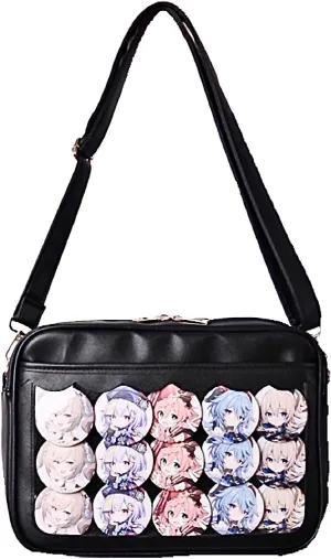 Cute Ita Bag Multi-Purpose Crossbody Bag Messenger Bag Shoulder Tote Bag Purse Kawaii Anime Pin Display Bag for Cosplay