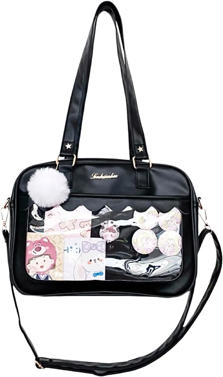 Cute Ita Bag Multi-Purpose Crossbody Bag Messenger Bag Shoulder Tote Bag Purse Kawaii Anime Pin Display Bag for Cosplay