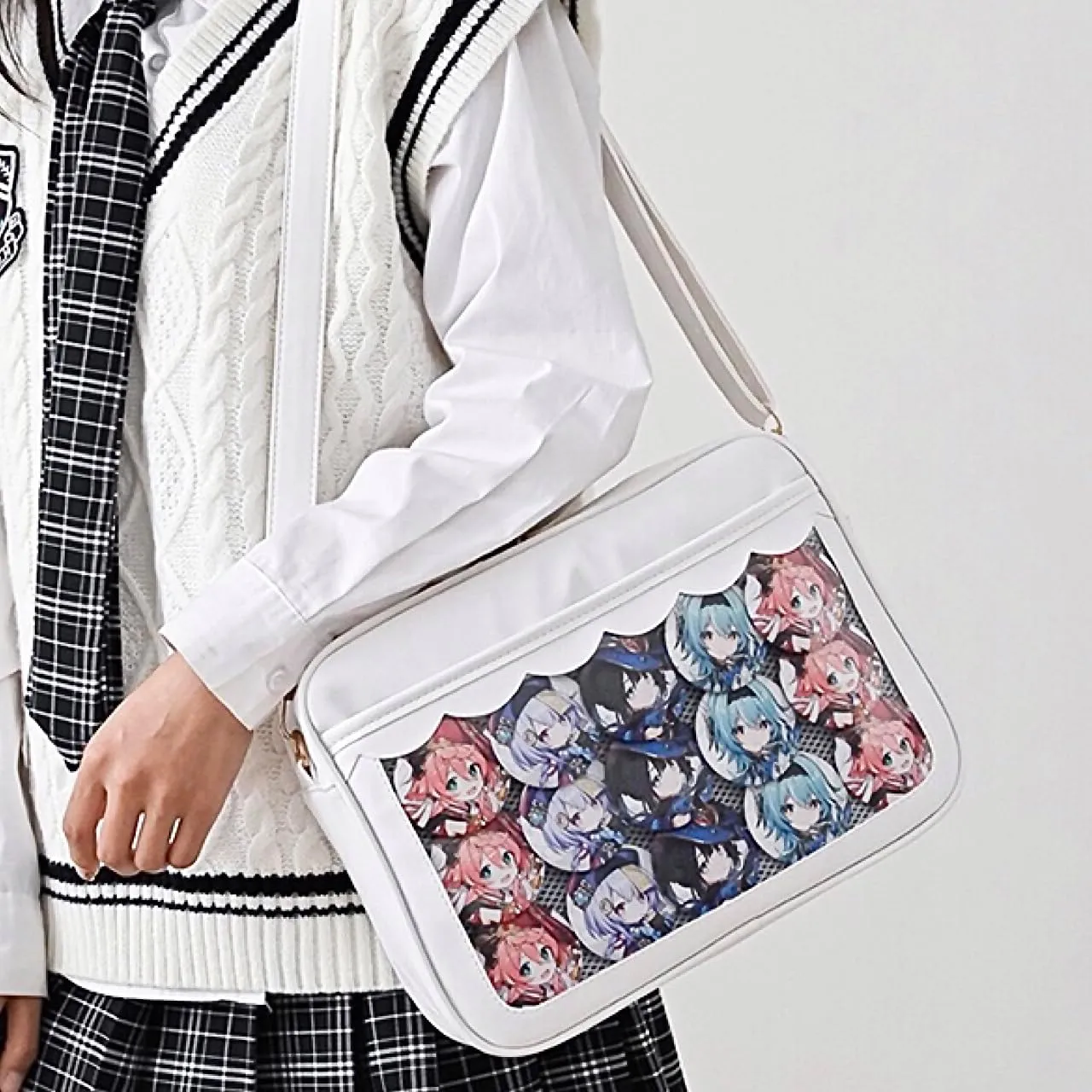 Cute Ita Bag Multi-Purpose Crossbody Bag Messenger Bag Shoulder Tote Bag Purse Kawaii Anime Pin Display Bag for Cosplay