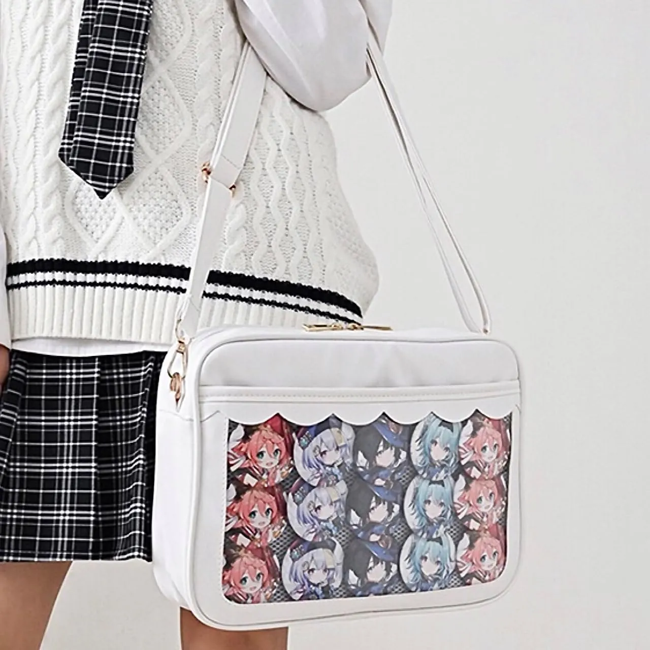 Cute Ita Bag Multi-Purpose Crossbody Bag Messenger Bag Shoulder Tote Bag Purse Kawaii Anime Pin Display Bag for Cosplay