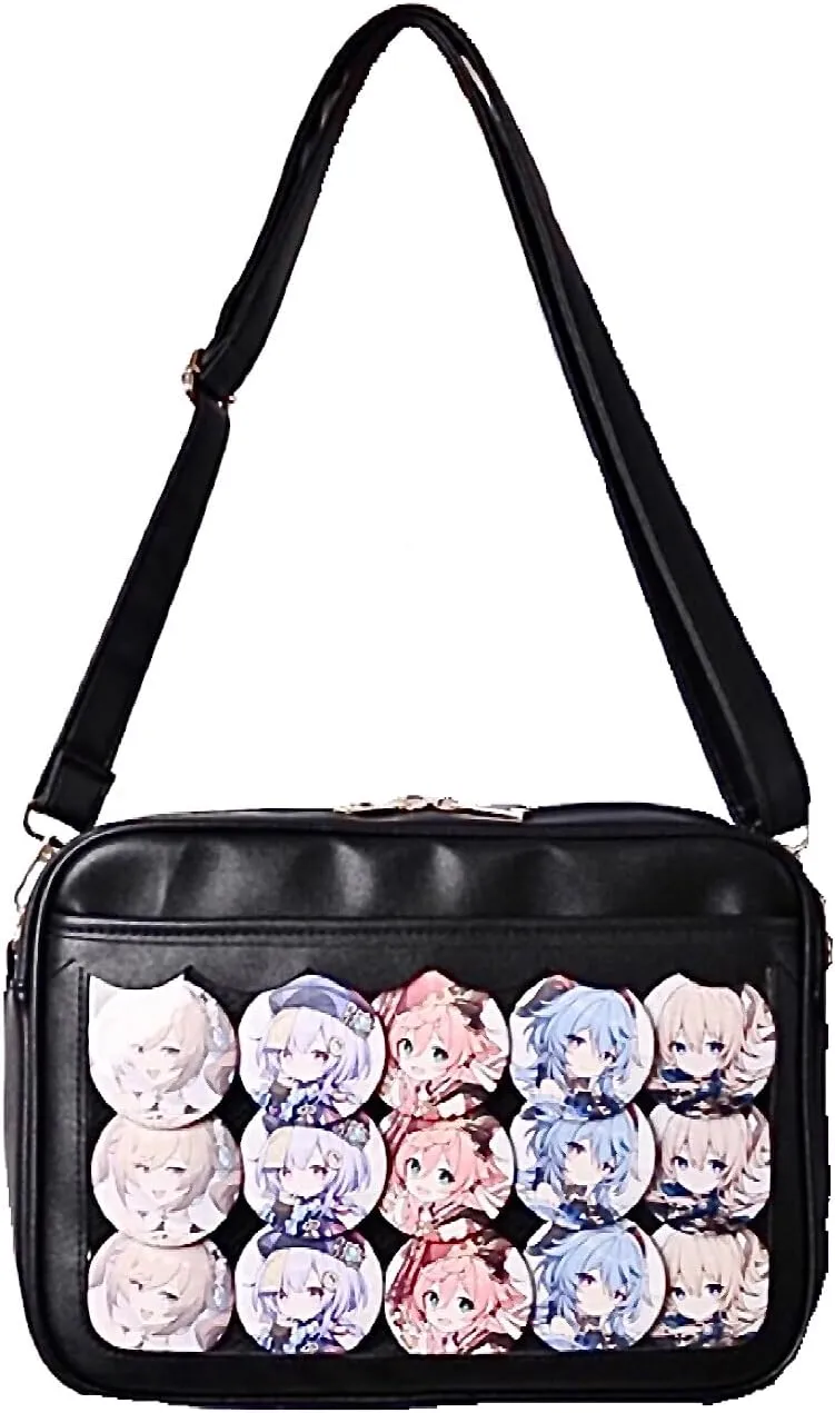 Cute Ita Bag Multi-Purpose Crossbody Bag Messenger Bag Shoulder Tote Bag Purse Kawaii Anime Pin Display Bag for Cosplay