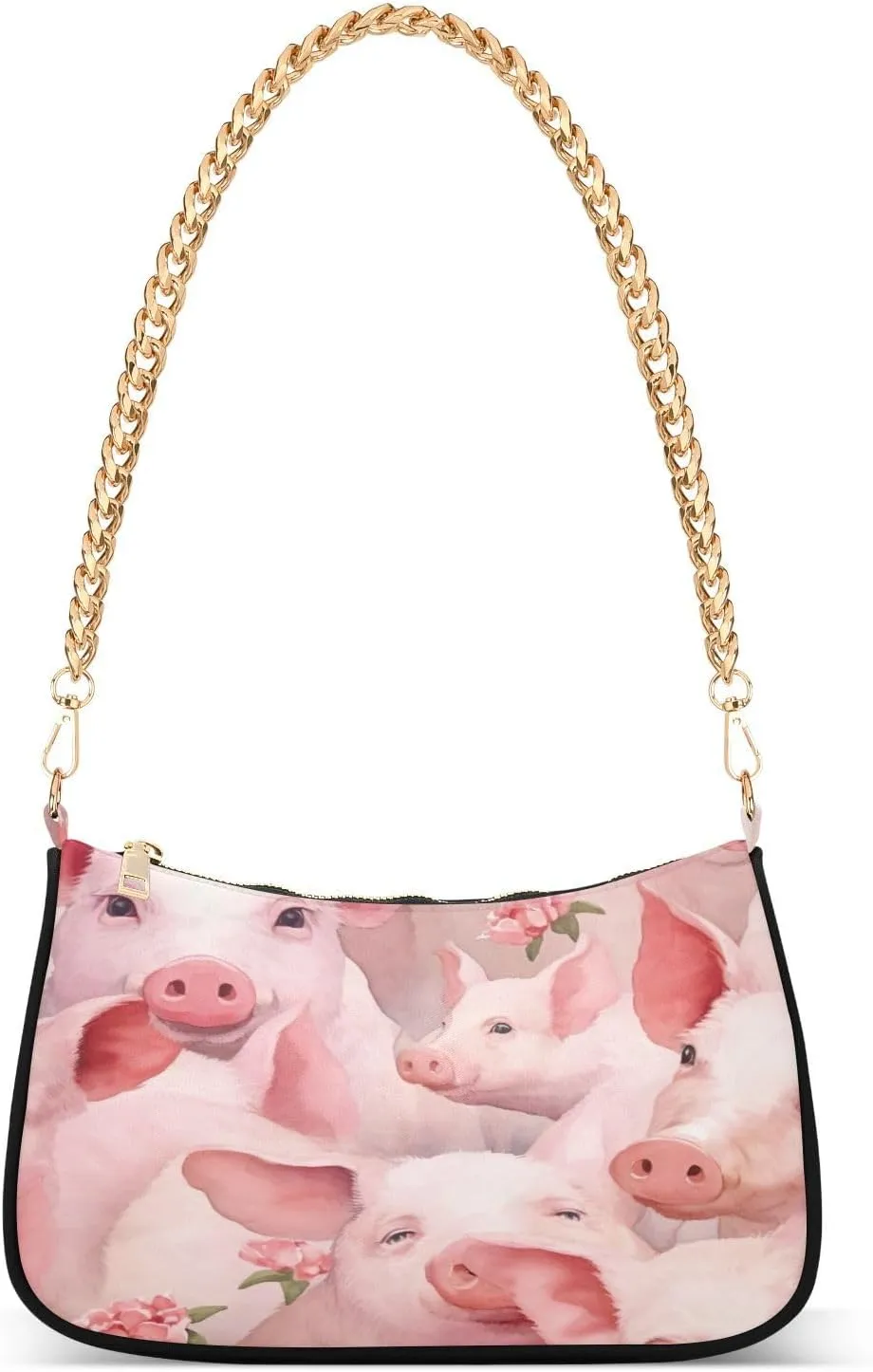 Cute Pig Shoulder Bag for Women, Handbag with Chain Strap, Soft Purse Tote Bag for Ladies