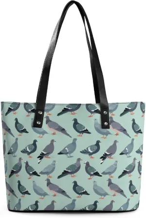 Cute Pigeon Birds Printed Purses and Handbags for Women Vintage Tote Bag Top Handle Ladies Shoulder Bags for Shopping Travel
