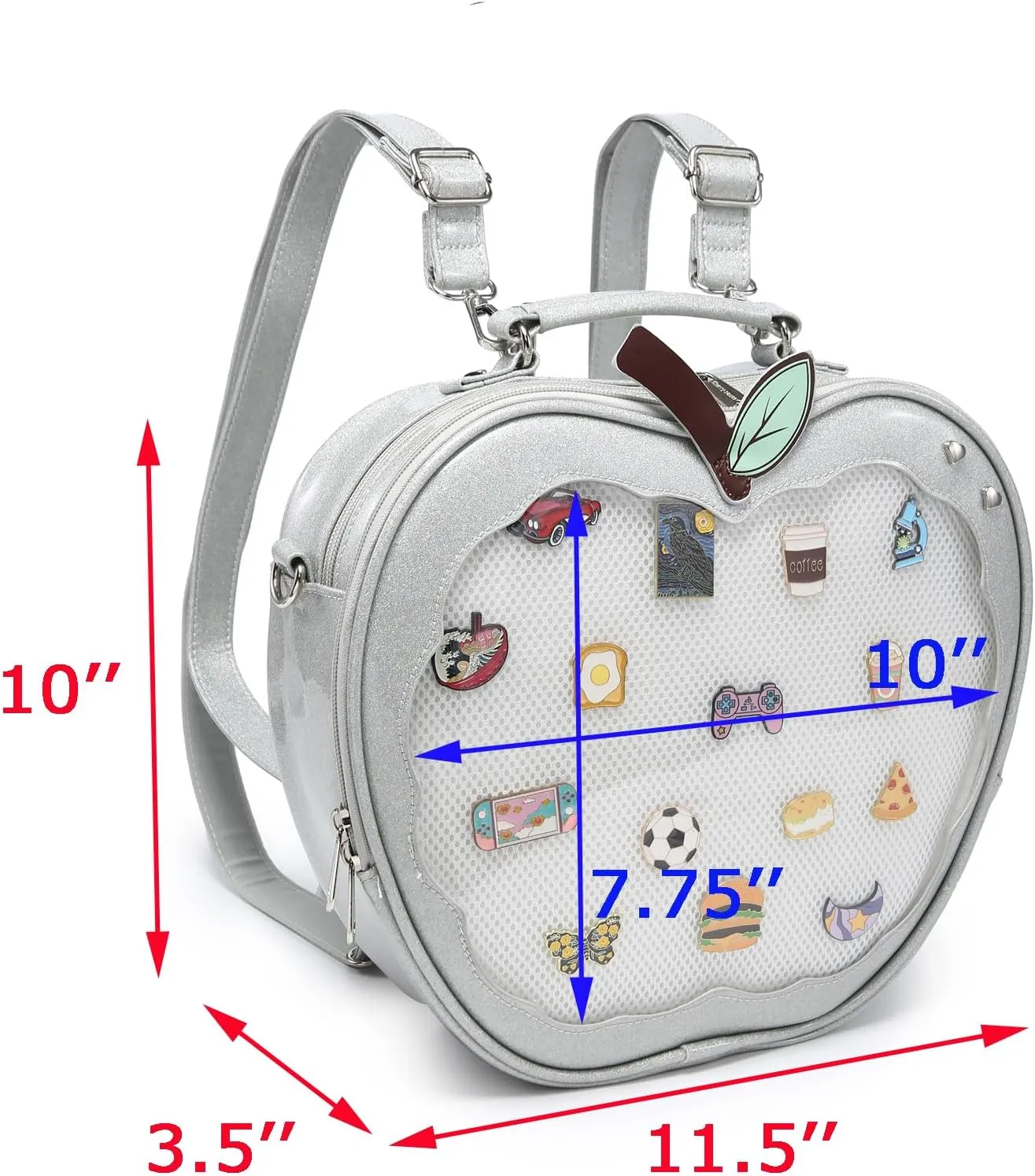 Cute Red Apple Ita Bag Kawaii Pin Display Purse Backpack Crossbody Shoulder Bag