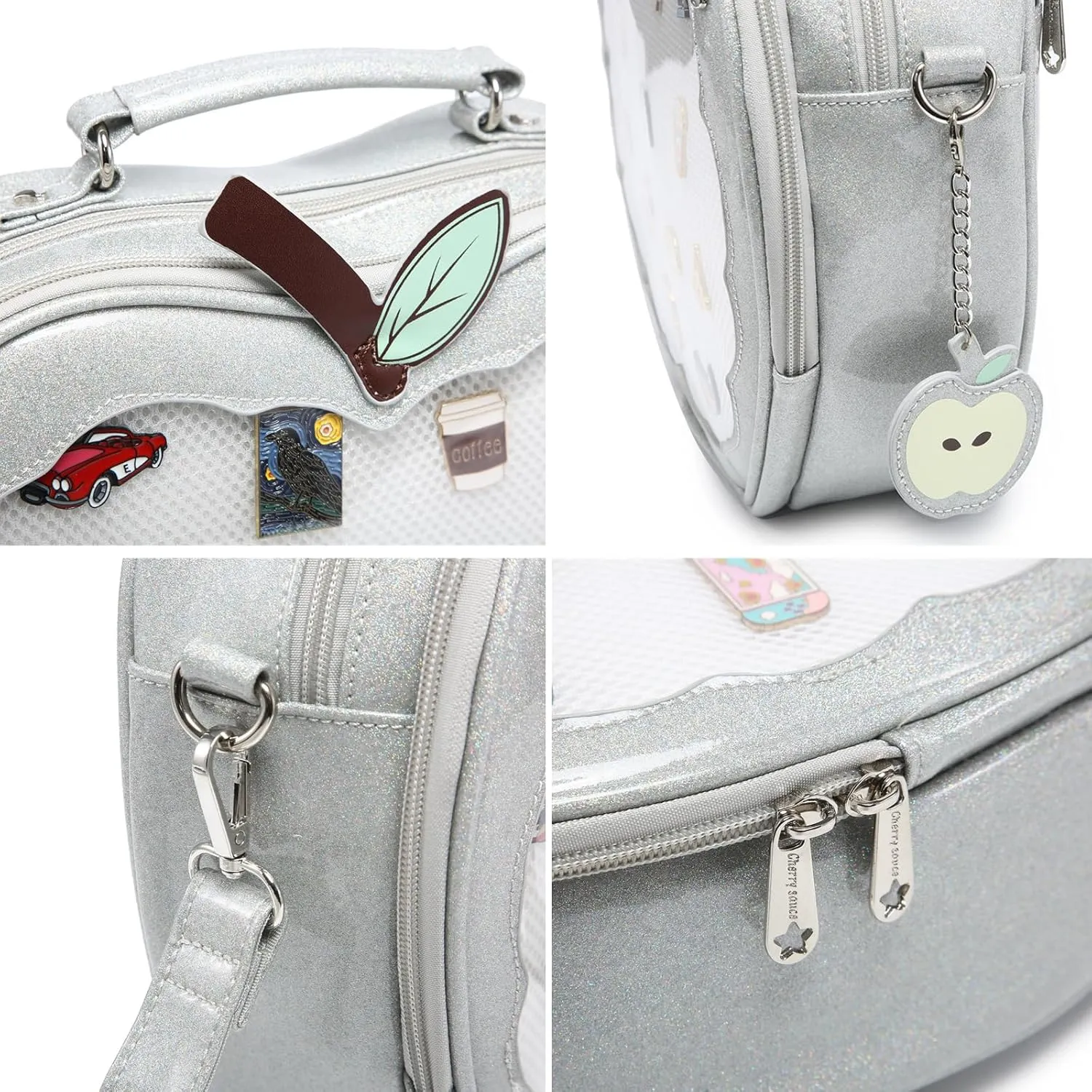 Cute Red Apple Ita Bag Kawaii Pin Display Purse Backpack Crossbody Shoulder Bag
