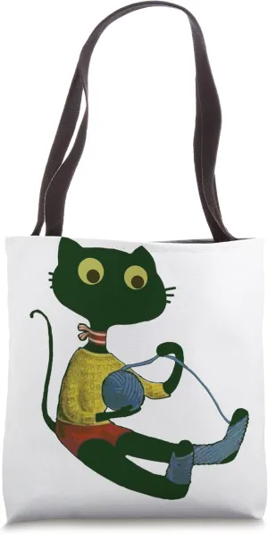 Cute Sewing Yarn Cat Tote Bag