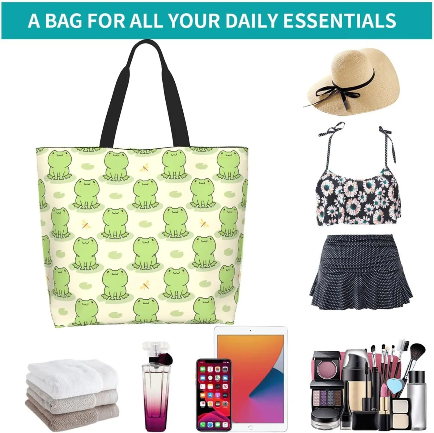 Cute Tote Bag Beach Canvas Bag Travel Reusable Grocery Shopping Bag Tote for Women Men