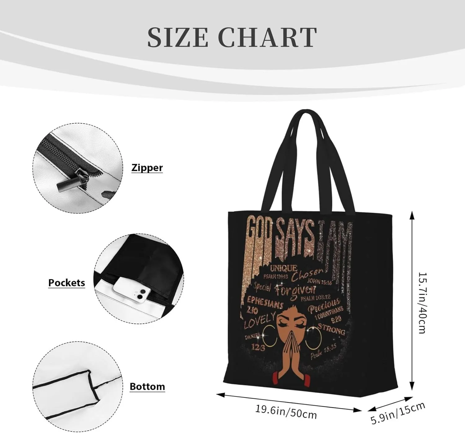 Cute Tote Bags for Women - Black African Gift Bag