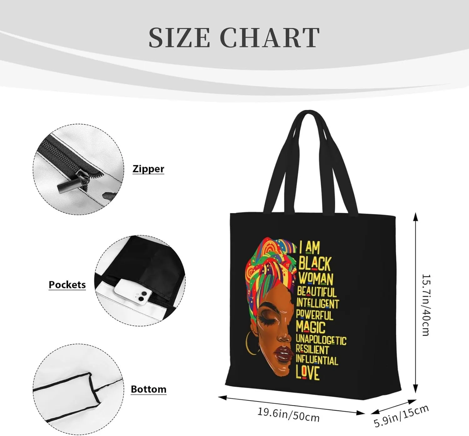 Cute Tote Bags for Women - Black African Gift Bag