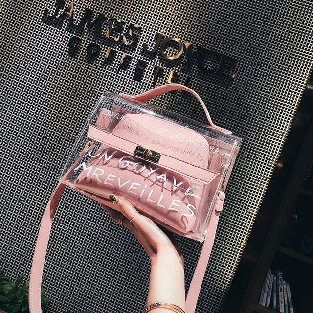 Deal of the hour Jelly Bags Tote Small Bag Must-have item Sets Laser Sac Messenger Lady Women Bags Transparent PVC Clear Bandoulier Shoulder 2 Femme Female