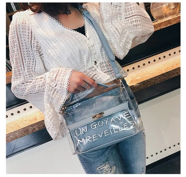 Deal of the hour Jelly Bags Tote Small Bag Must-have item Sets Laser Sac Messenger Lady Women Bags Transparent PVC Clear Bandoulier Shoulder 2 Femme Female