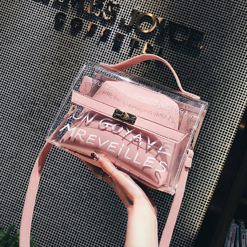 Deal of the hour Jelly Bags Tote Small Bag Must-have item Sets Laser Sac Messenger Lady Women Bags Transparent PVC Clear Bandoulier Shoulder 2 Femme Female