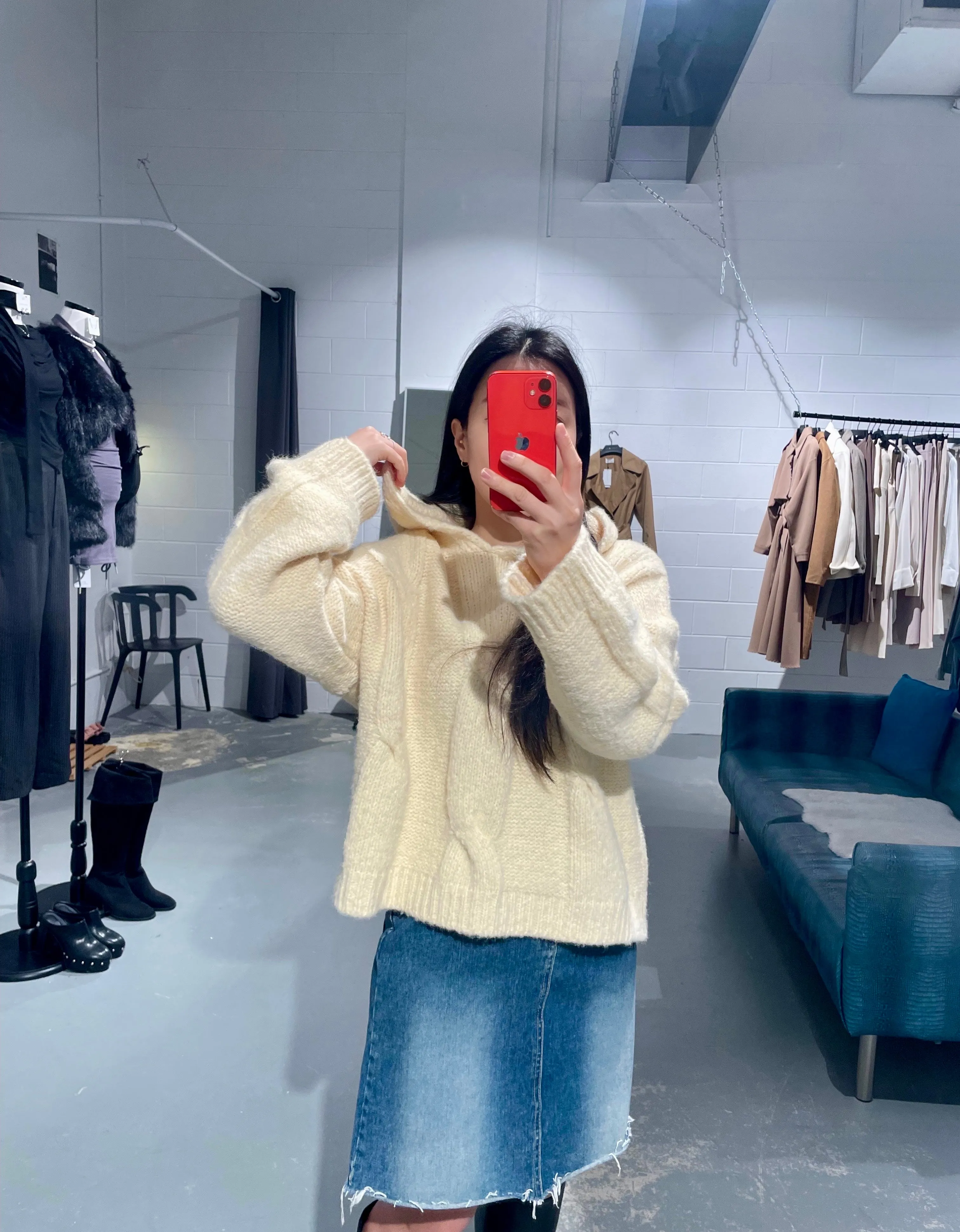 DearGray Alpaca Knit Hoodie