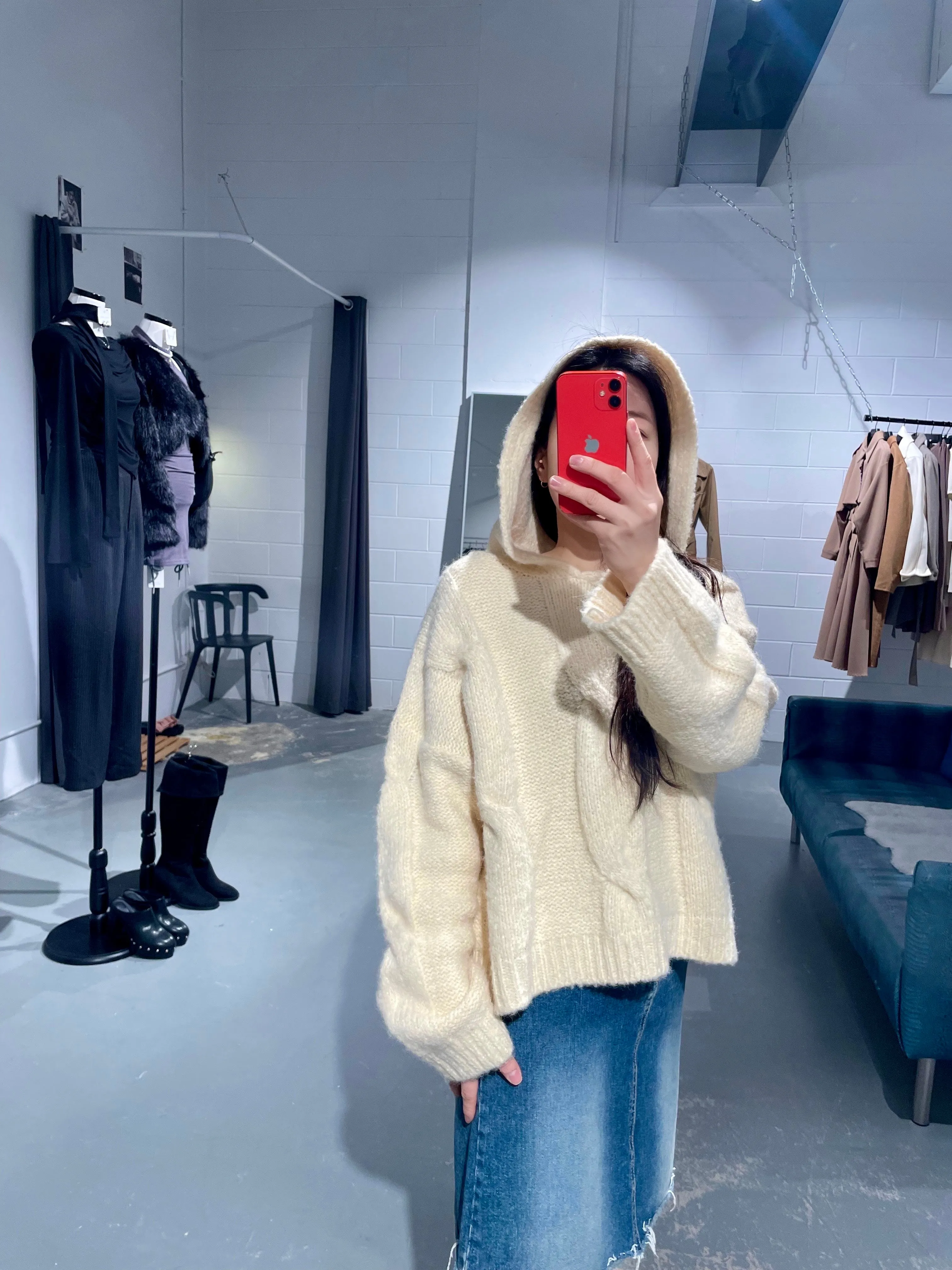 DearGray Alpaca Knit Hoodie