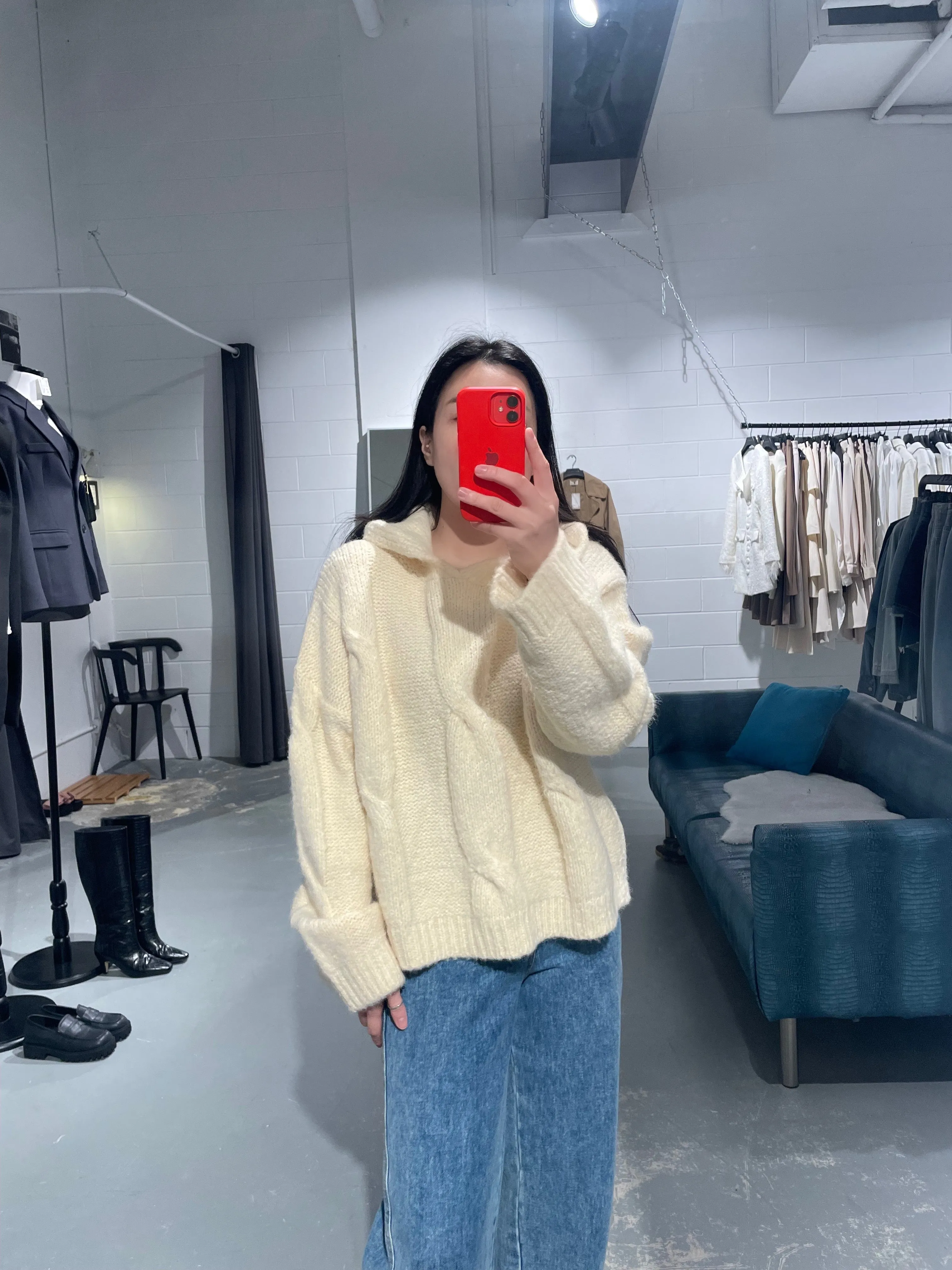 DearGray Alpaca Knit Hoodie