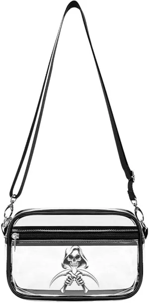 Death Grim Reaper Fashion Clear Crossbody Bags Stadium Approved Shoulder Purse for Concerts Sports Events Festival