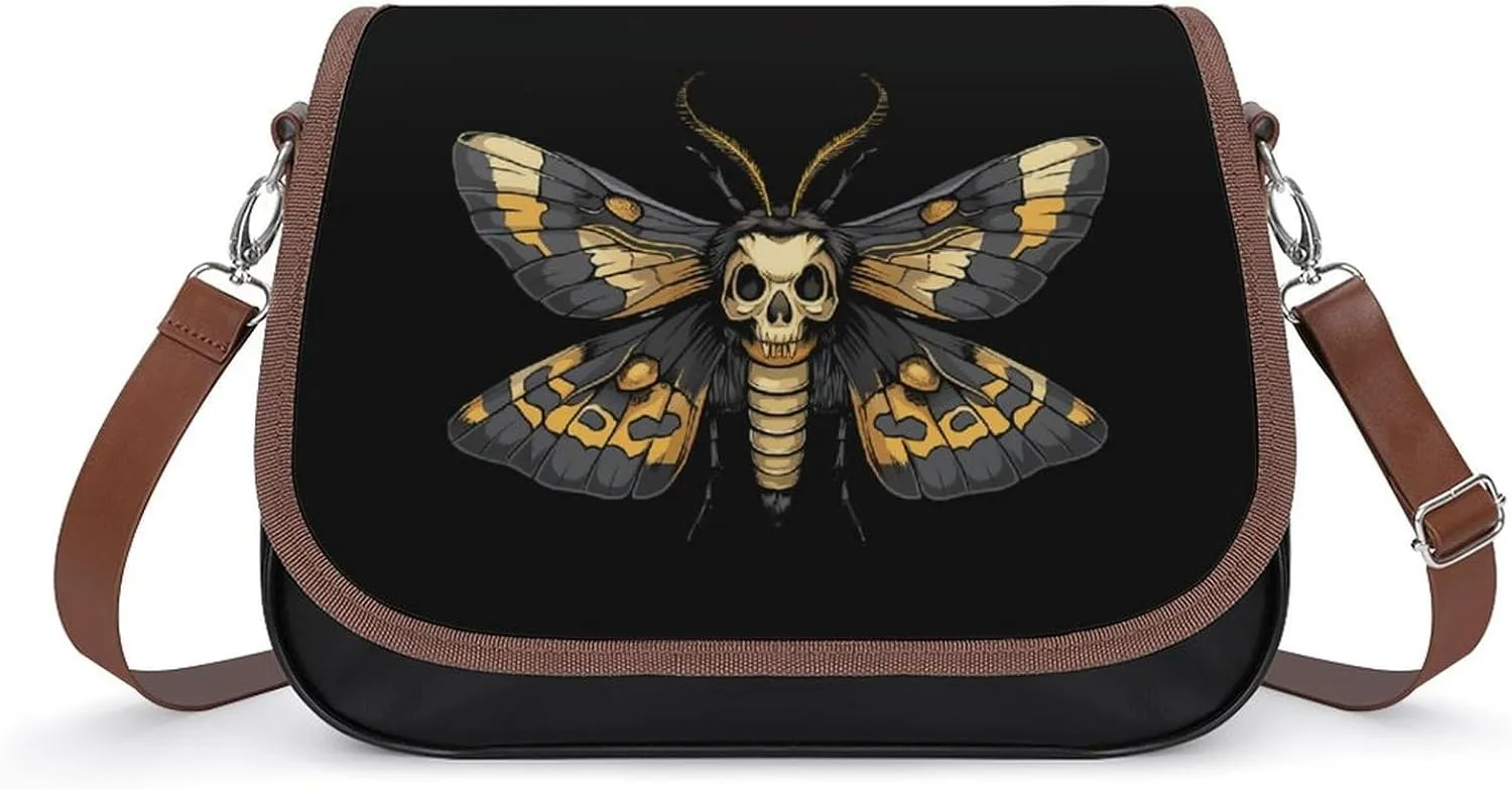Death's Head Hawk Moth Crossbody Bags for Women PU Leather Tote Bag Purse Shoulder Bag for Travel Office
