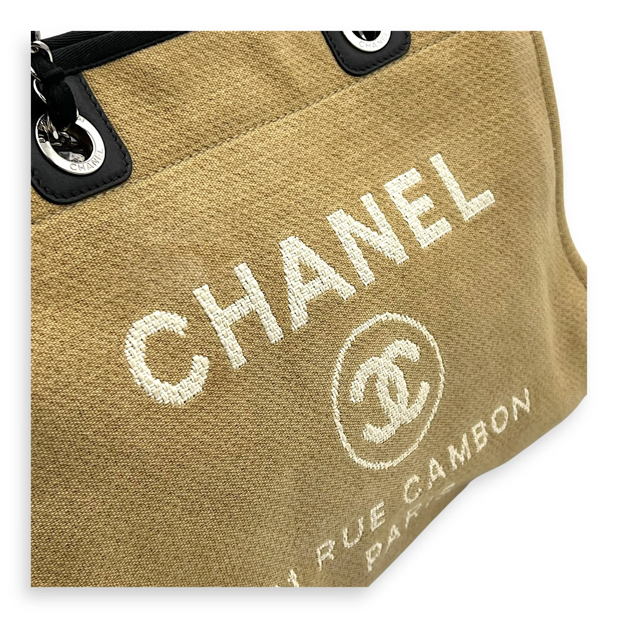 Deauville Tote Bag Beige in Canvas, Silver hardware