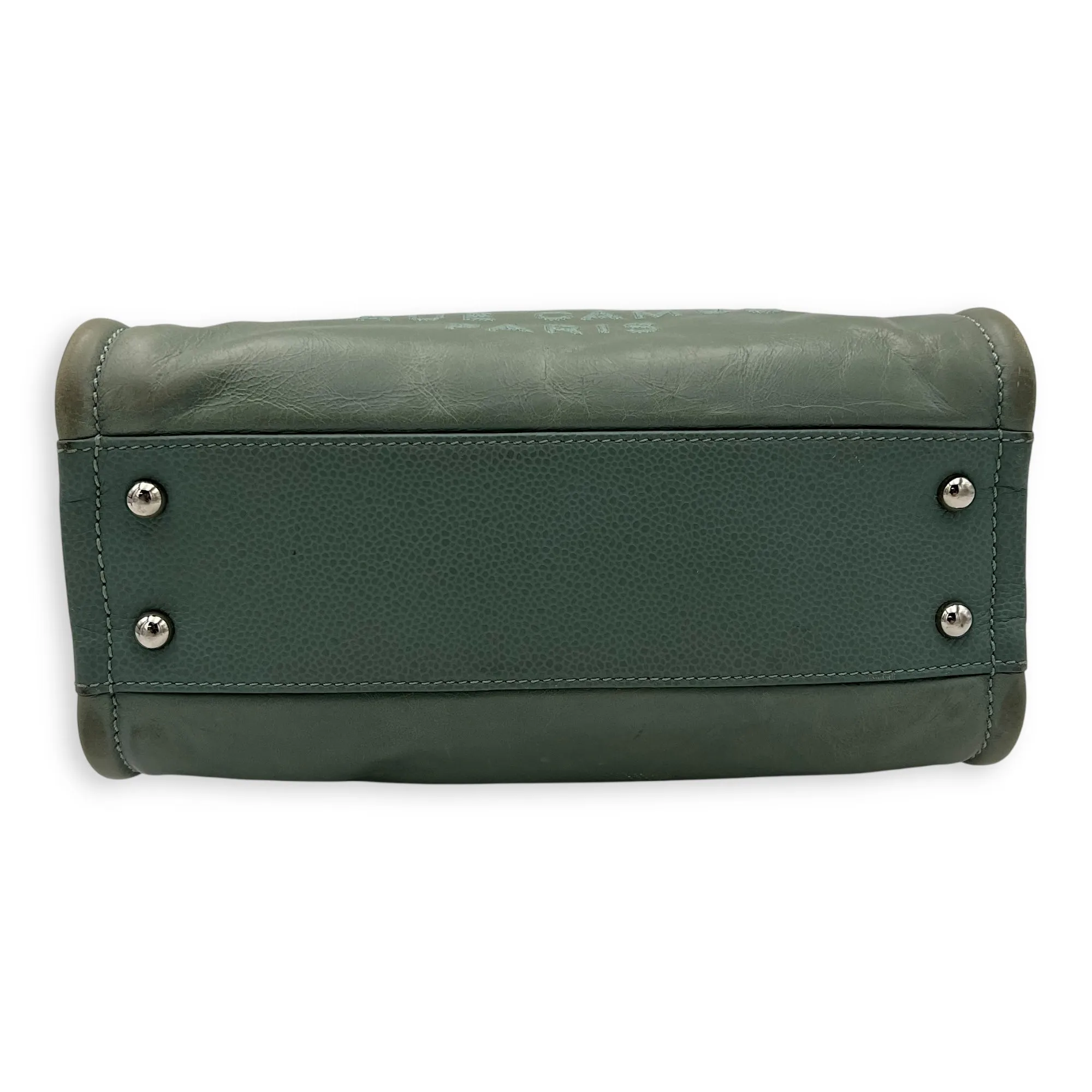 Deauville Tote Bag Green in Calfskin, Silver hardware