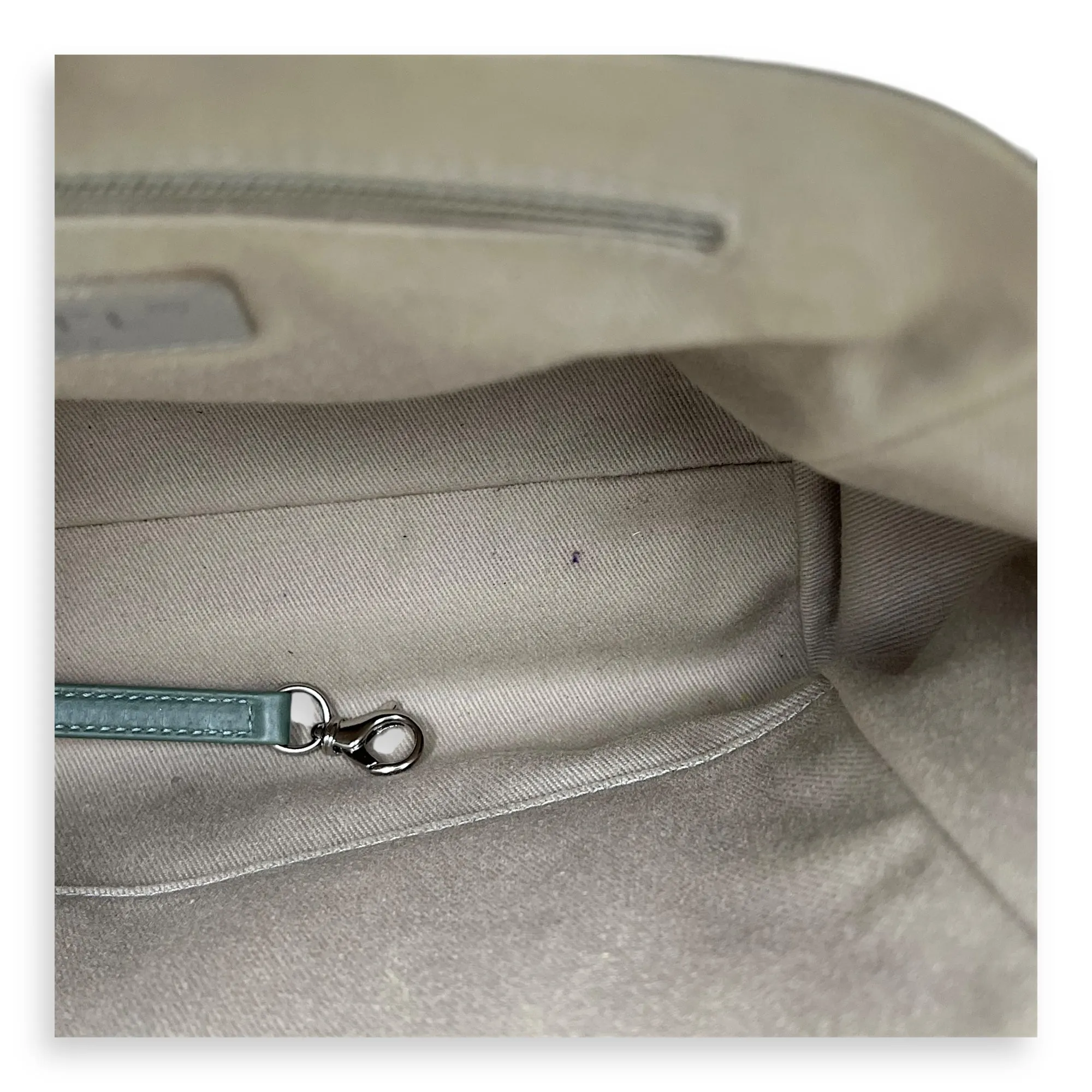Deauville Tote Bag Green in Calfskin, Silver hardware