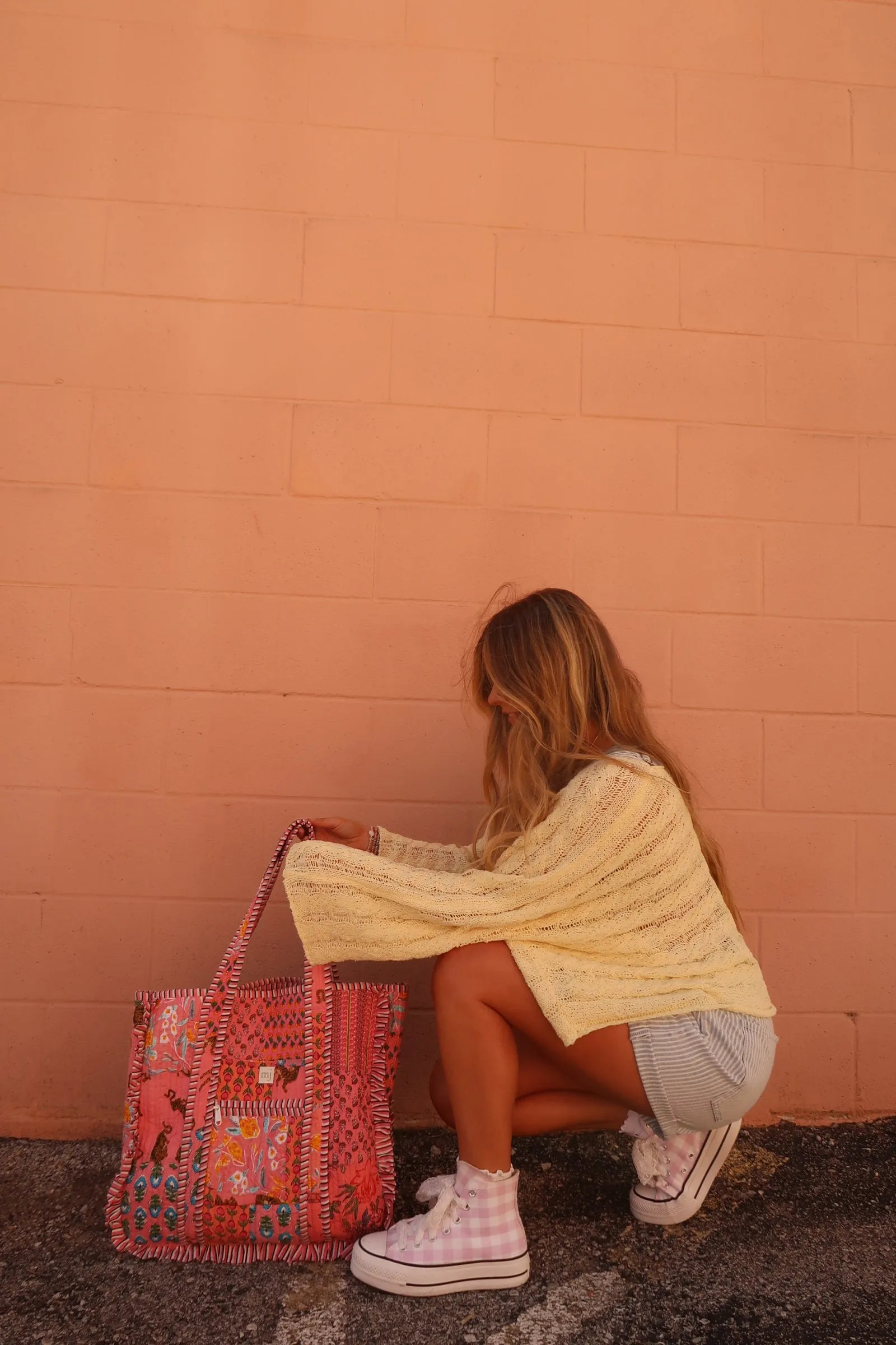 Debbie Ruffle Quilted Tote Bag