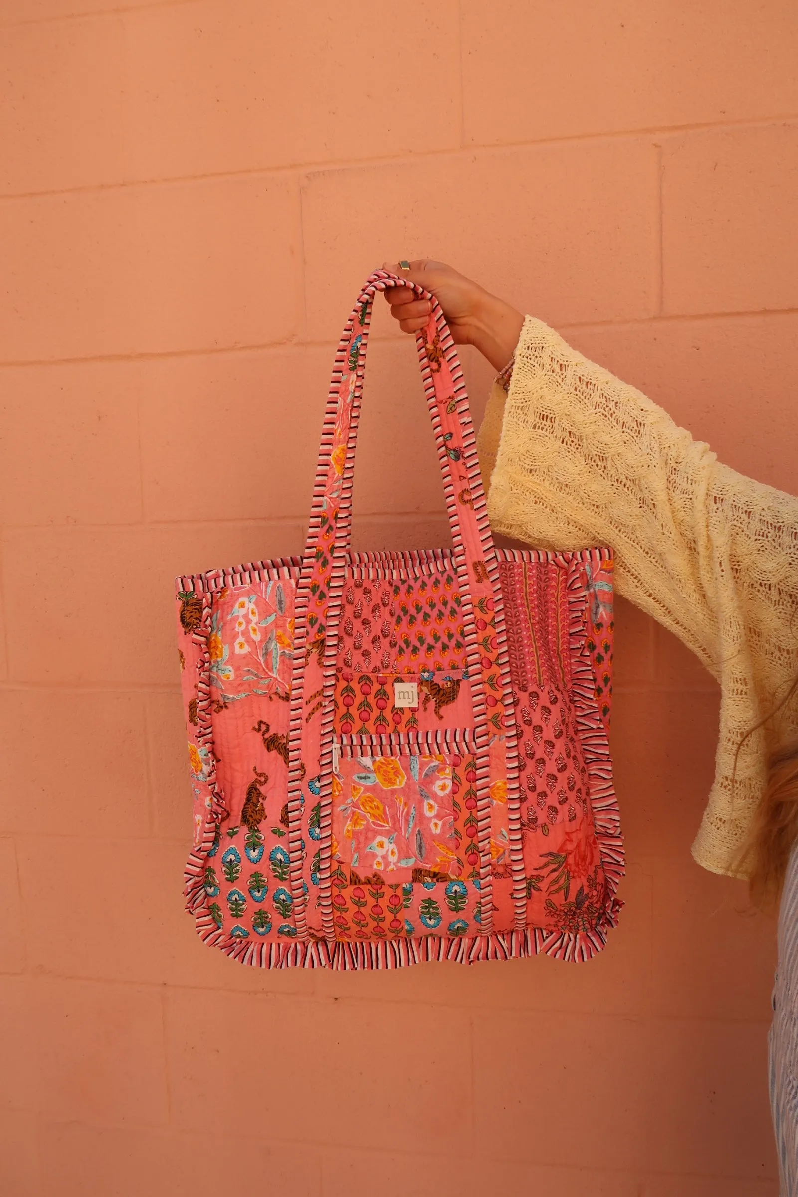 Debbie Ruffle Quilted Tote Bag