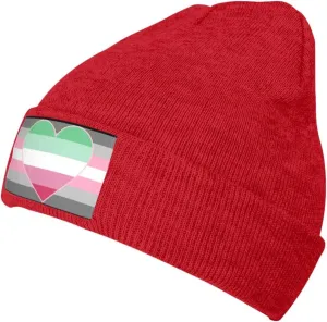 Demigirl Abro-Pride Flag LGBTQ Warm Knit Hat Cap Fashion for Men Women Red