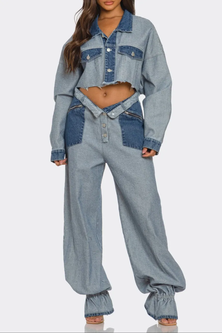 Denim Patchwork Set
