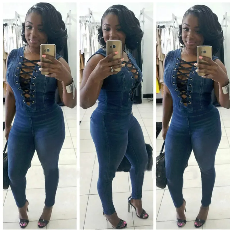Denim Skinny Jean Jumpsuit