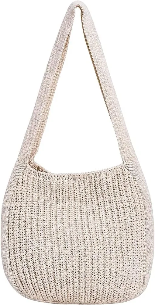 Didida Hobo Knit Crochet Tote Bag for Women Handmade Woven Aesthetic Women's Cute Casual High Capacity Shoulder Handbags