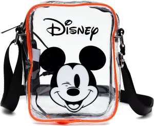 Disney Bag, Crossbody Light Up, Disney Mickey Mouse Winking Expression, Transparent, Clear PVC