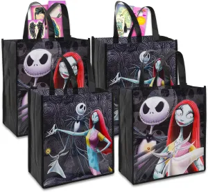 Disney Nightmare Before Christmas Tote Bags for Kids, Adults - Bundle with 4 Jack and Sally Tote Bags Plus Bookmark, Tattoos, More | Nightmare Before Christmas Reusable Grocery Bags