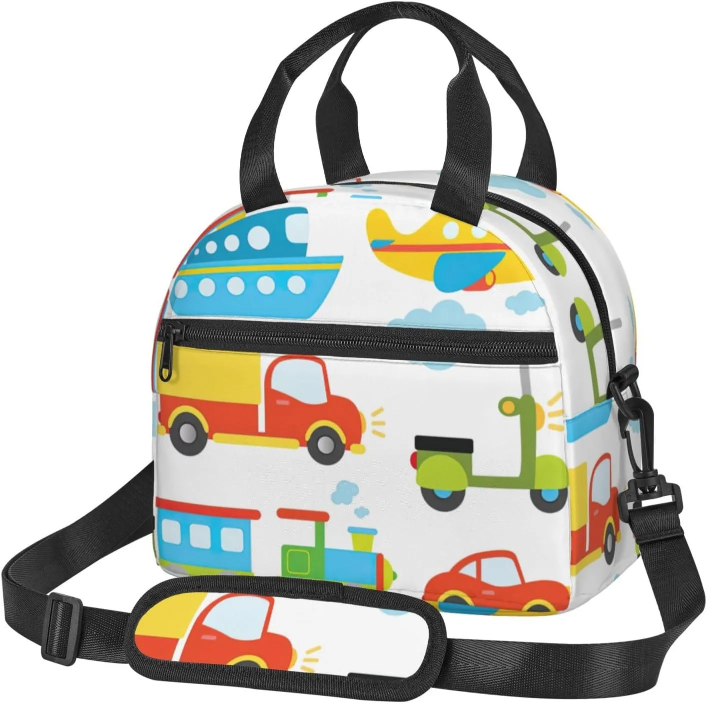 Diversified transportation Print Lunch Bag Adult Lunch Box for Women and Men with Adjustable Shoulder Adult Tote Bags