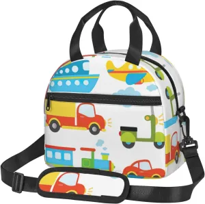 Diversified transportation Print Lunch Bag Adult Lunch Box for Women and Men with Adjustable Shoulder Adult Tote Bags