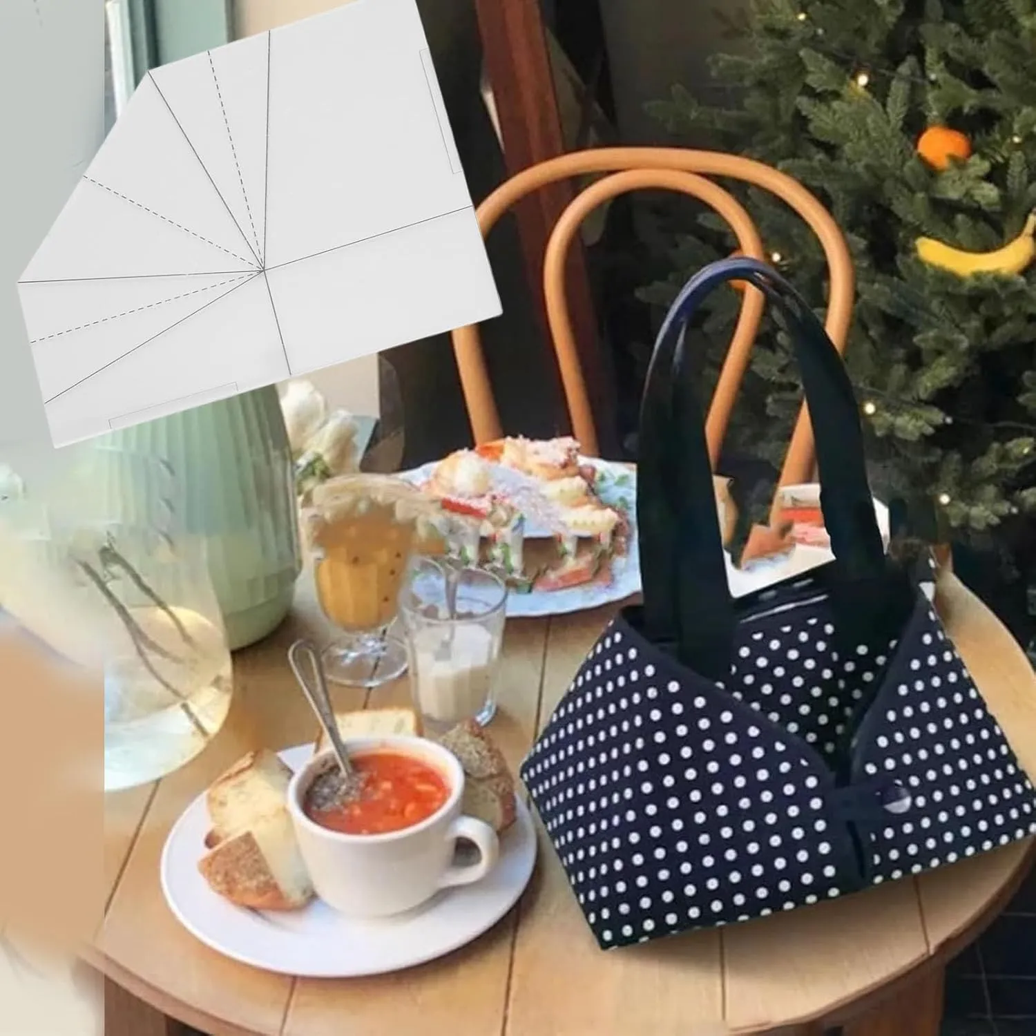 DIY Fabric Foldable Food Basket Sewing Template, Handbag Quilting Template Patchwork Stencils Basket Bag Template Sewing Ruler for DIY Bag Making, Acrylic Transparent Handbag Sew