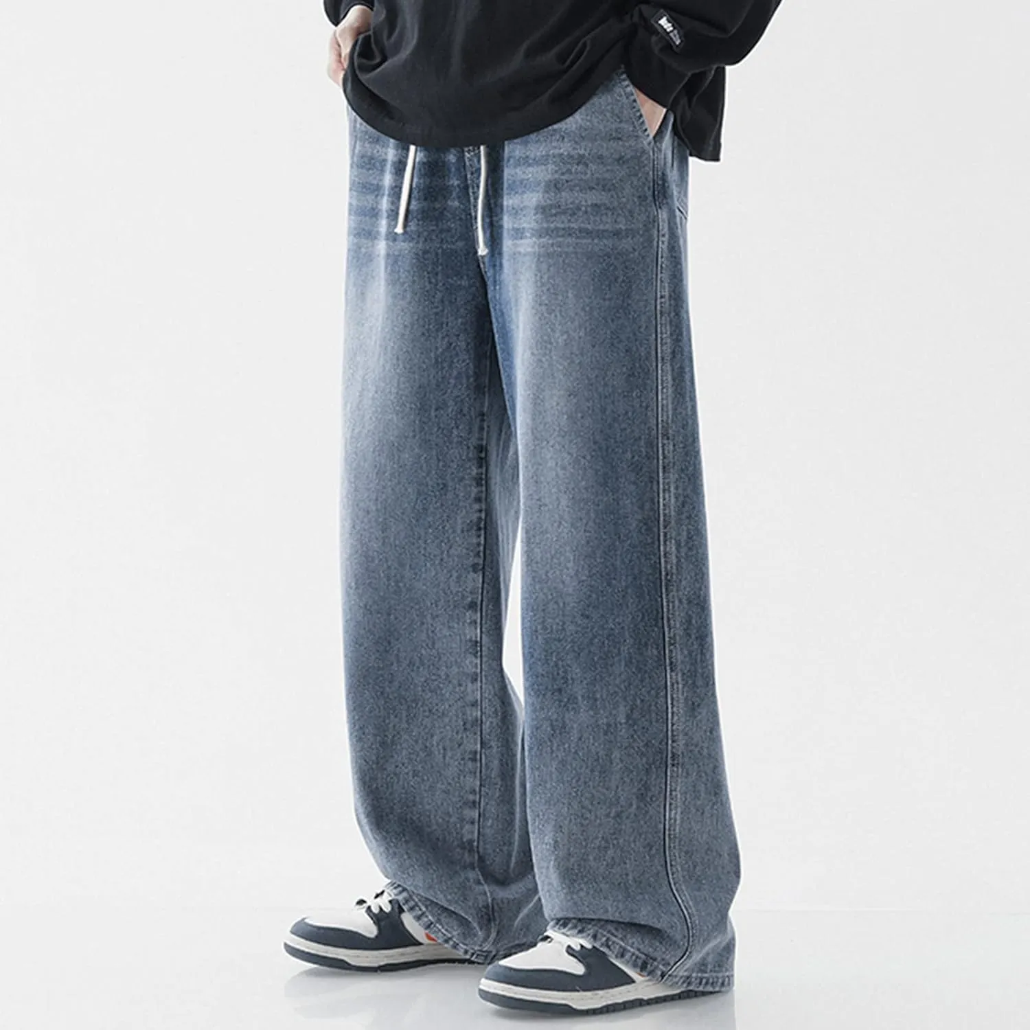 DIYAGO Baggy Jeans Mens Straight Wide Leg Casual Teen Vintage Streetwear Hip Hop Trendy Denim Pant Designer Long Trouser