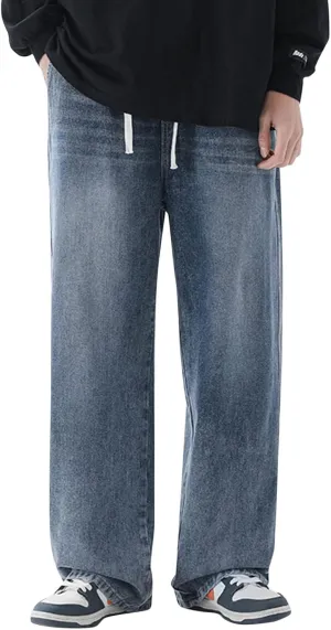 DIYAGO Baggy Jeans Mens Straight Wide Leg Casual Teen Vintage Streetwear Hip Hop Trendy Denim Pant Designer Long Trouser