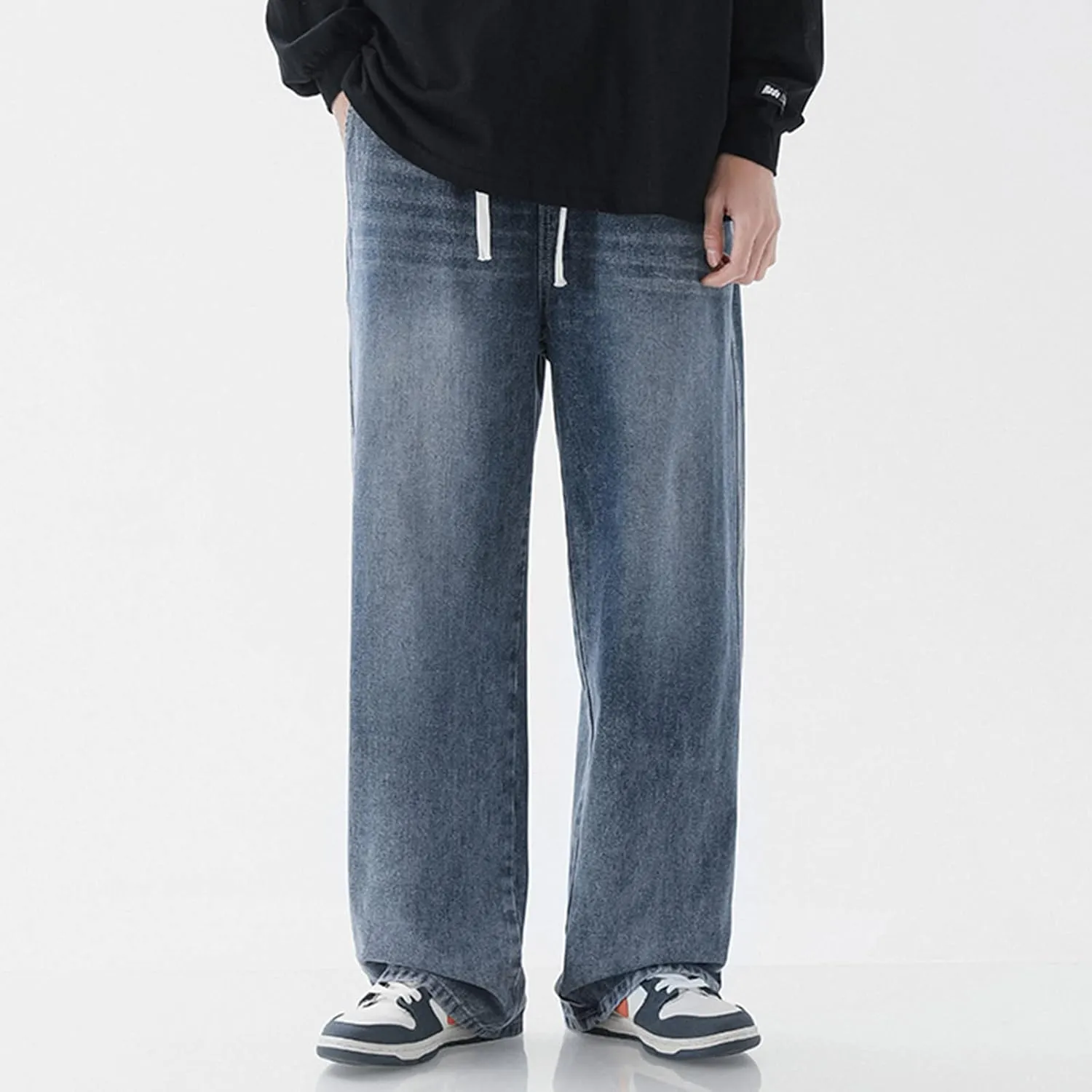 DIYAGO Baggy Jeans Mens Straight Wide Leg Casual Teen Vintage Streetwear Hip Hop Trendy Denim Pant Designer Long Trouser