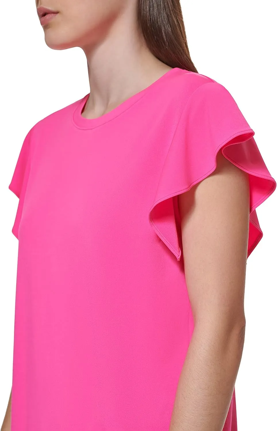 DKNY Women's Everyday Flutter Sleeve Knit Top