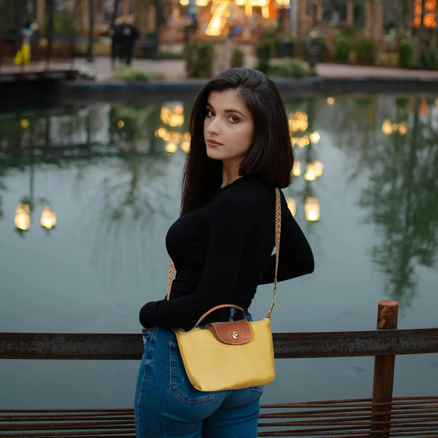 DOMAT Crossbody Bag for Women, Chic Lightweight Purse with Leather Top-handle, Compact Clutch Bag, Shoulder Handbag